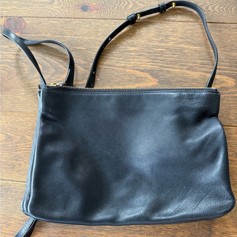 Celine Trio Crossbody Bag - Black with gold, dust bag included.